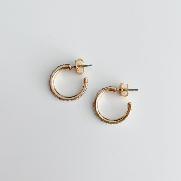 J. Crew Factory Small Pavé Hoop Earrings - Picture 2 of 3